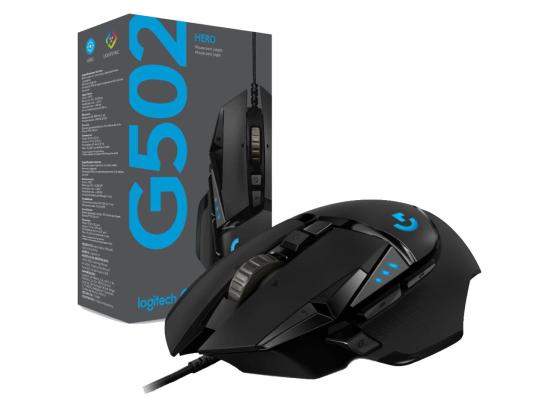Logitech G502 HERO Wired HERO Sensor 25,600 DPI RGB Adjustable Weights 11 Programmable Buttons On-Board Memory For PC & Mac , Black